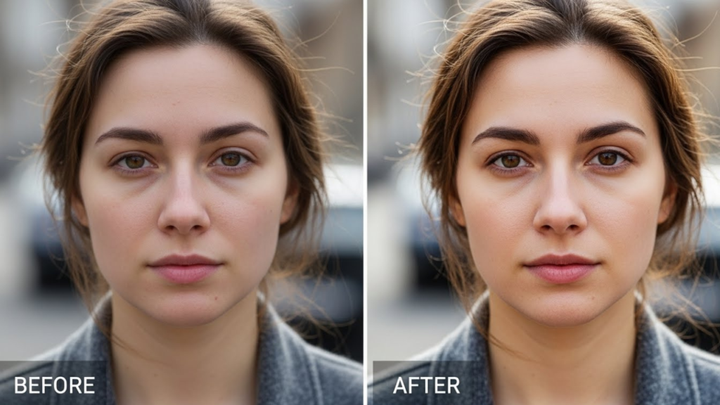 hasil edit before after foto natural dan realistis